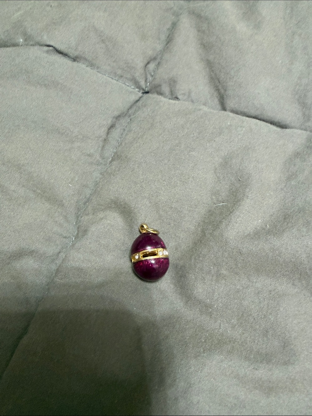 Landau Gold-Tone Purple Oval Pendant Charm with Rhinestones